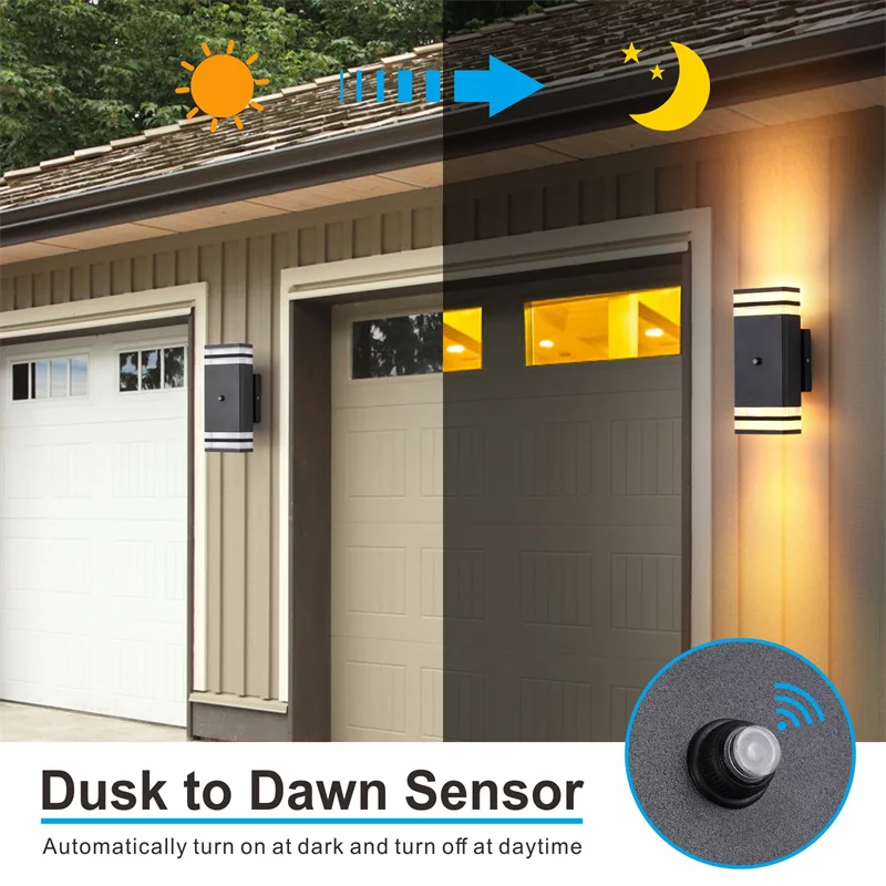 Control Sensor Outdoor Waterproof LED Wall Light E27 Stair Balcony Garden Courtyard Living Room Aluminum Double Head Wall Sconce