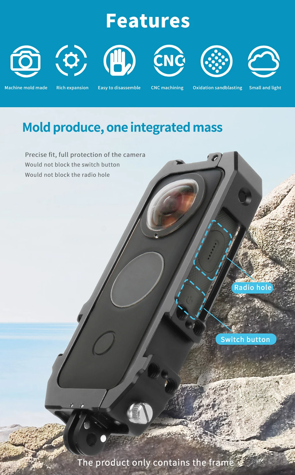 Magnetischer faltbarer Stativadapter für Insta360 One X2 / X3 Action-Kamera, Schutzkäfig-Gehäuse für Mikrofon-Fülllicht – Detail 16