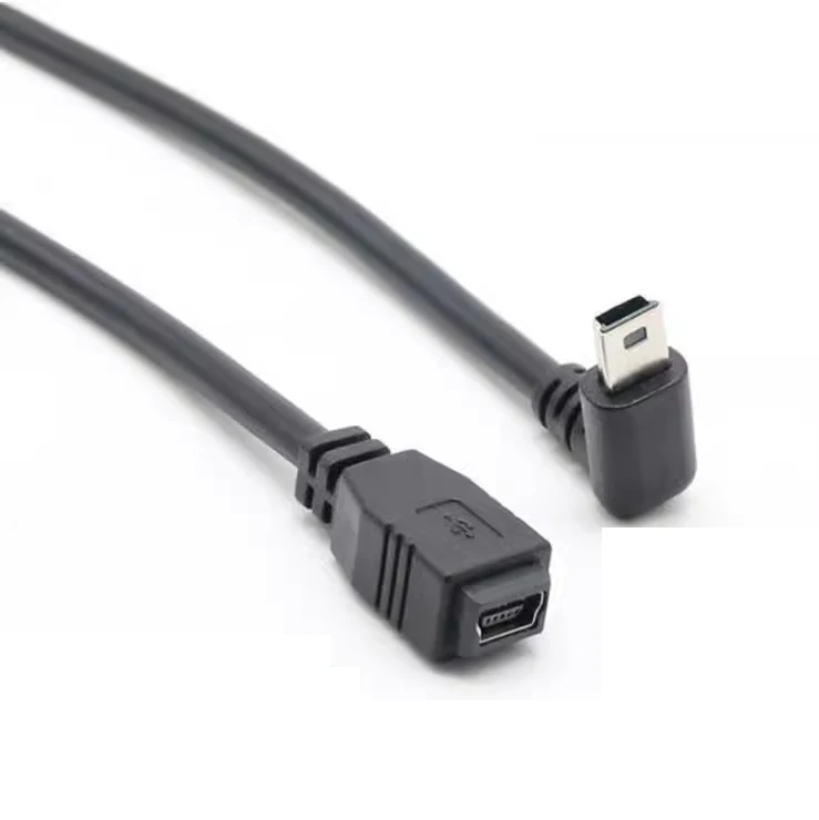 25CM 90 Degree Right & Left & Up Down Angled Mini USB 2.0 5Pin Male to Female Extension cable Mini-usb for GPS Receiver
