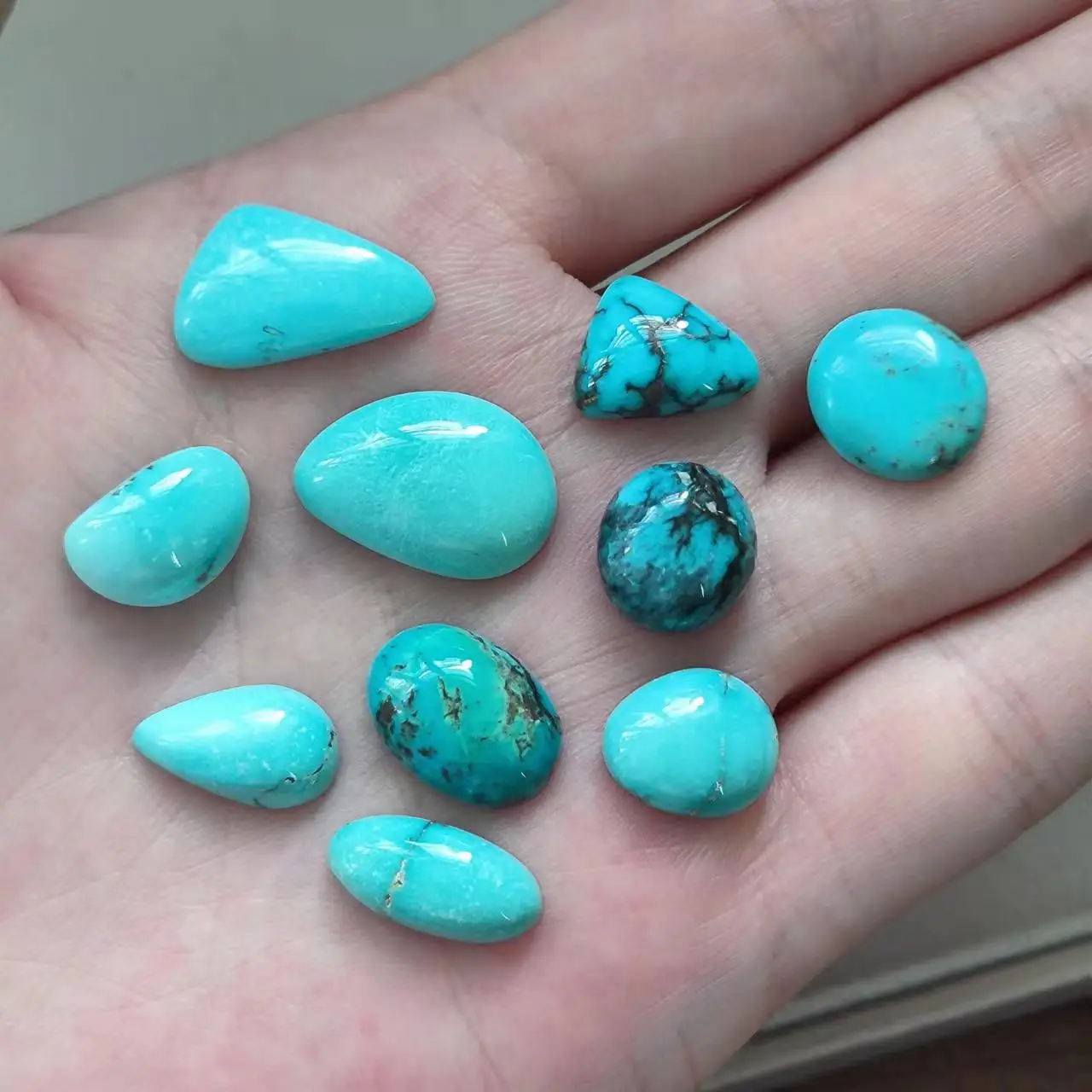 

9g/lot Natural Oval Turquoise Nonporous studded ring pretty blue A variety of styles precious accessories gem jewelry amulet diy