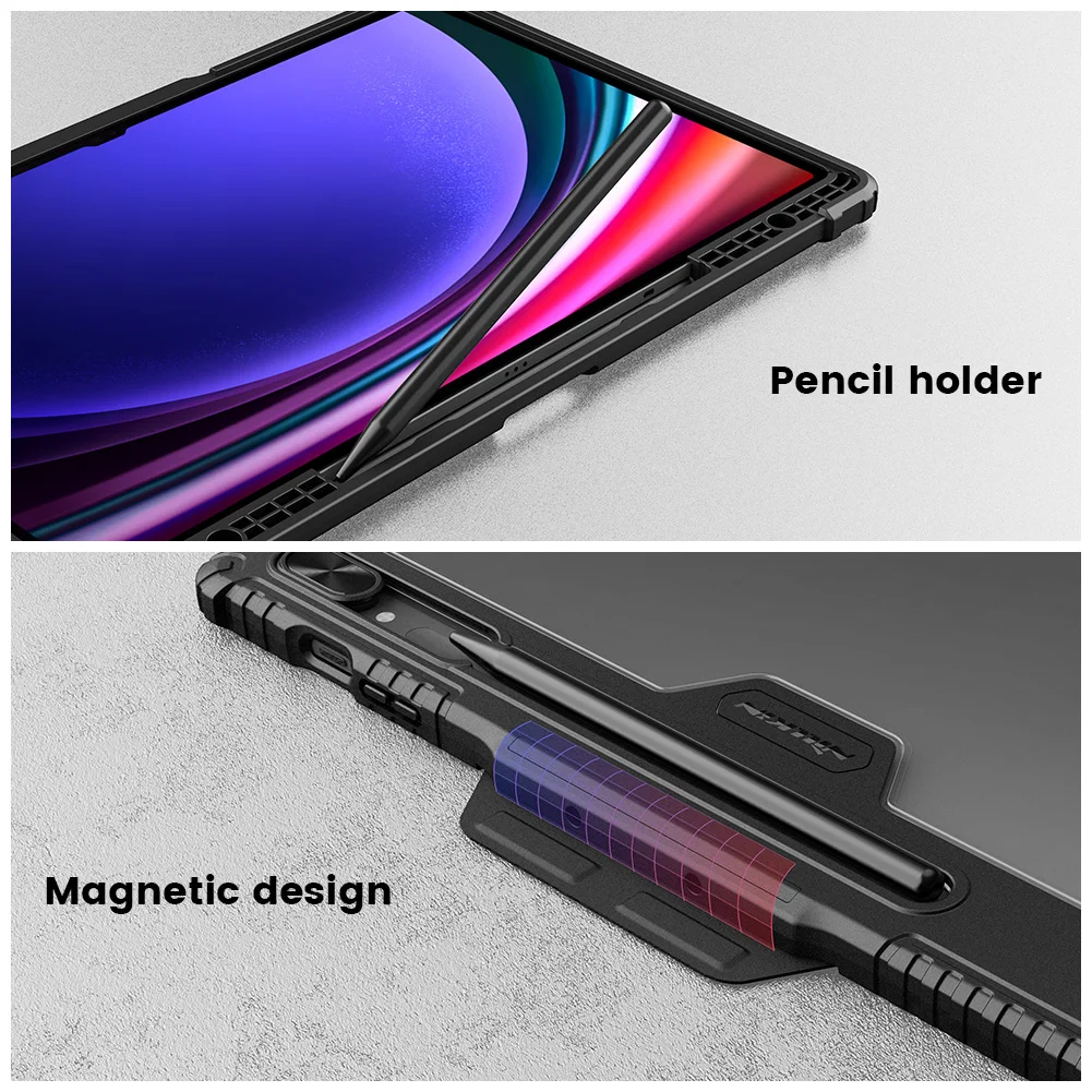 Tablet Case For Samsung Galaxy Tab S9 Ultra S9 S9 Plus S9 FE Plus Nillkin Bumper Leather Multi-angle Folding Style