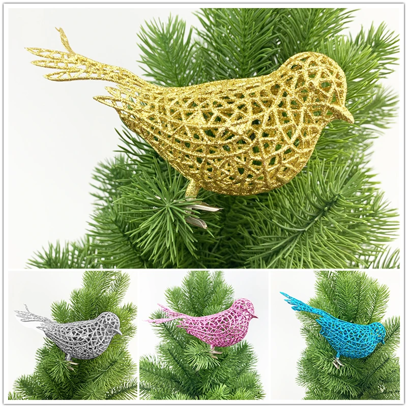 ArtificialGlitterBirdChristmasTreeDecorationBirdwithClipNew