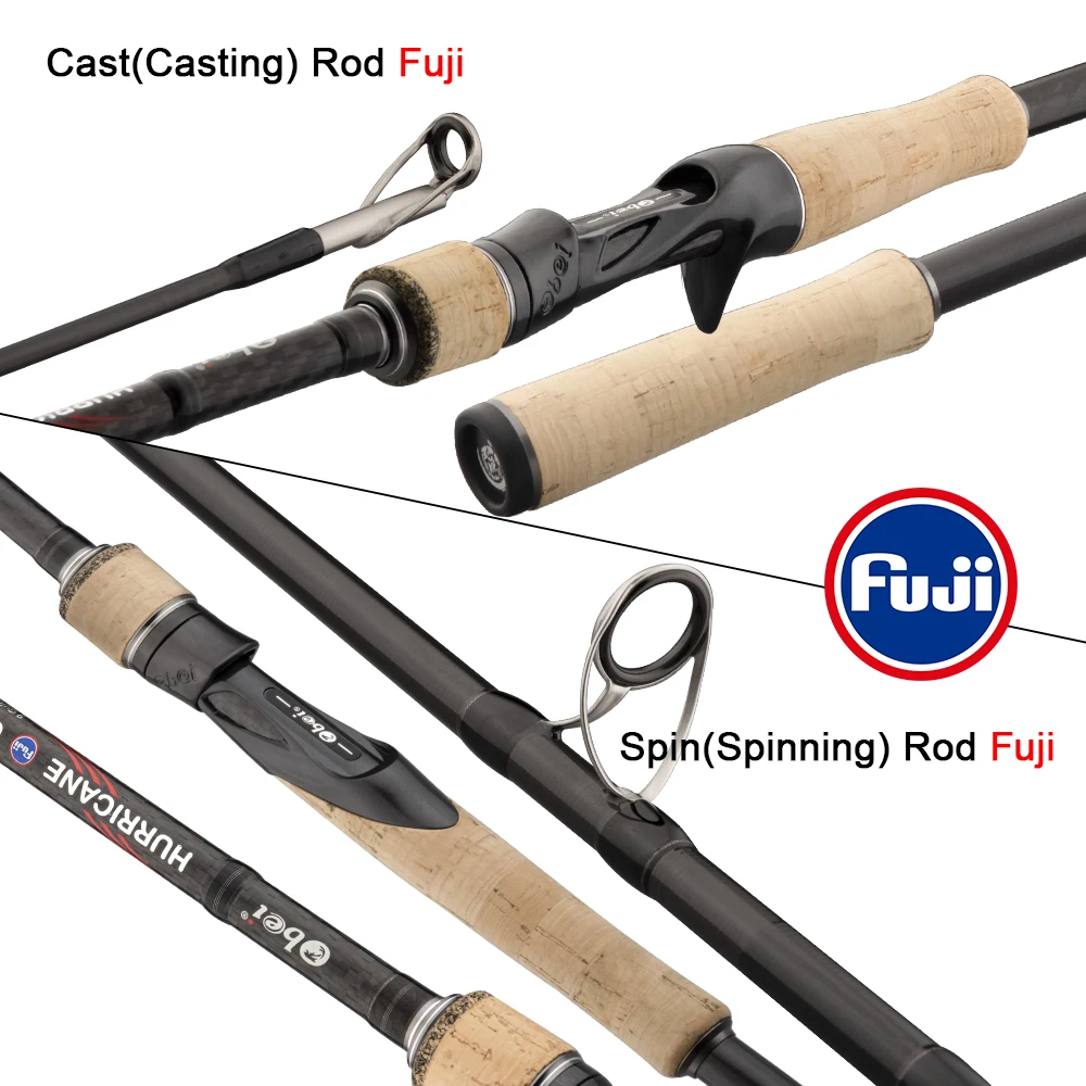 Obei HURRICANE 1.8/2.1/2.4/2.7/3.0m Casting Spinning Fishing Rod Fuji Or TS Guide Baitcasting Travel pesca M/ML/MH/H Lure Rod