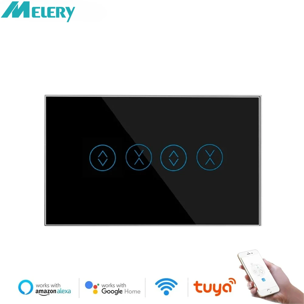 สวิตช์ม่าน Melery WiFi Tuya แบบสัมผัสสำหรับมอเตอร์ม่านม้วน ควบคุมผ่านแอป Smart Life รีโมทคอนโทรล และสั่งงานด้วยเสียงผ่าน Alexa และ Google Voice 1