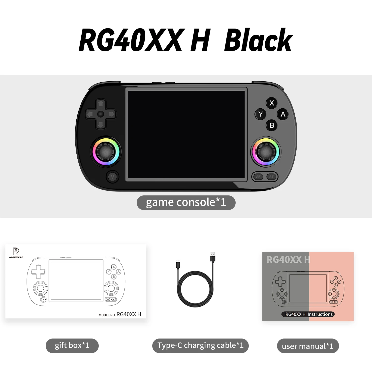レトロなポータブルビデオゲームコンソール,ANBERNIC-RG40XX時間
