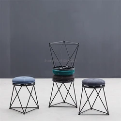 Taburete nórdico de hierro forjado para el hogar, cambio de zapatos giratorio, pasillo, porche, taburetes bajos, sala de estar minimalista, otomana redonda