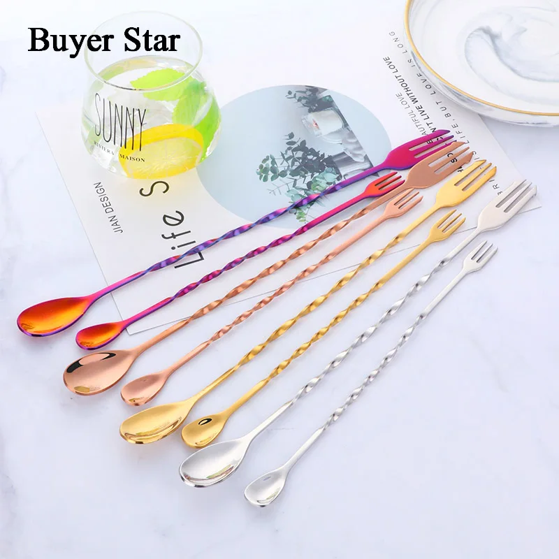 1 pc Cocktail Spoon Stainless Steel Bartender Bar Accessories Home Bars Carafe Gadgets Cool Tool Faced Chocolate Bar Metal Spoon