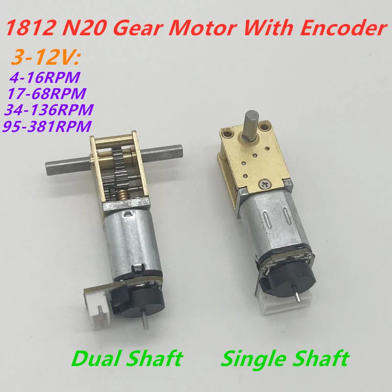 Dual ou Single Shaft Gear Moror Reducer Mini Motor Robot dc Electric Metal Micro Motores com Codificador Baixa Velocidade a 380rpm N20