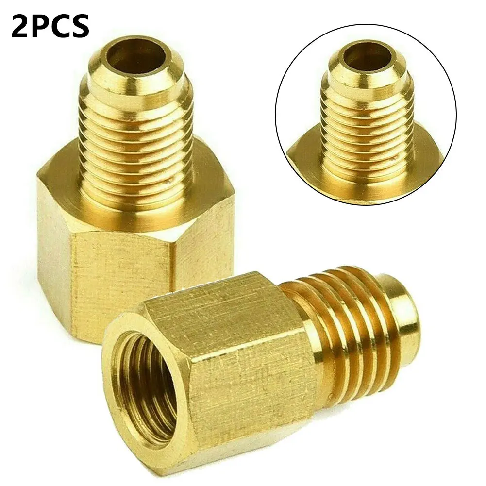 Parts Adapter 1/4 Female Flare 2Pcs/Set Accessories Brass Fitting Fittings Gold R134a To R12 1/2 Acme Male Valve brake adapter