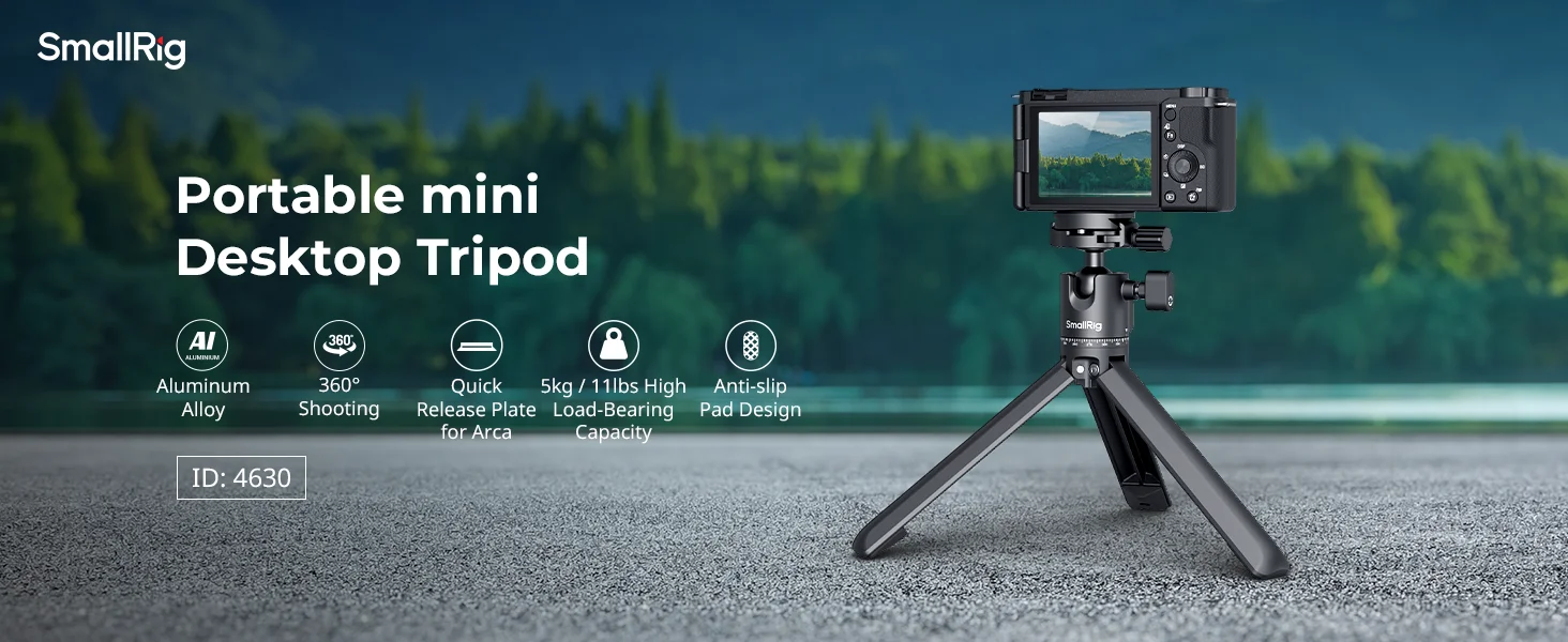 Metal Tabletop Tripod with Arca-Swiss Quick Release Plate & Panoramic Ball Head