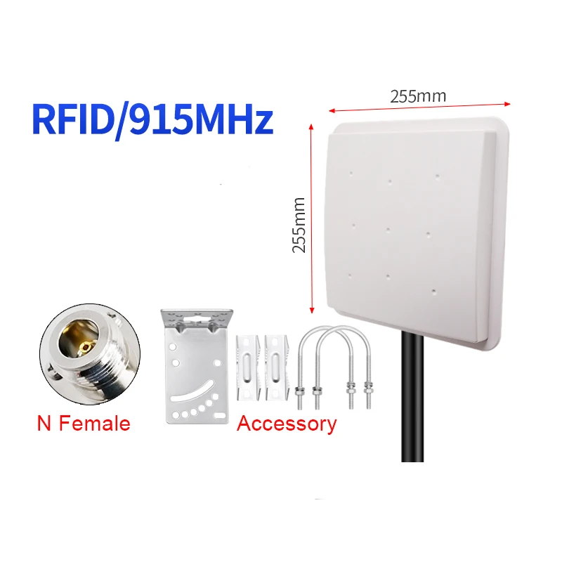915MHZ RFID Flat Antenna Metal Bracket Outdoor Waterproof 9dBi IoT Ultra High Frequency Directional N Female
