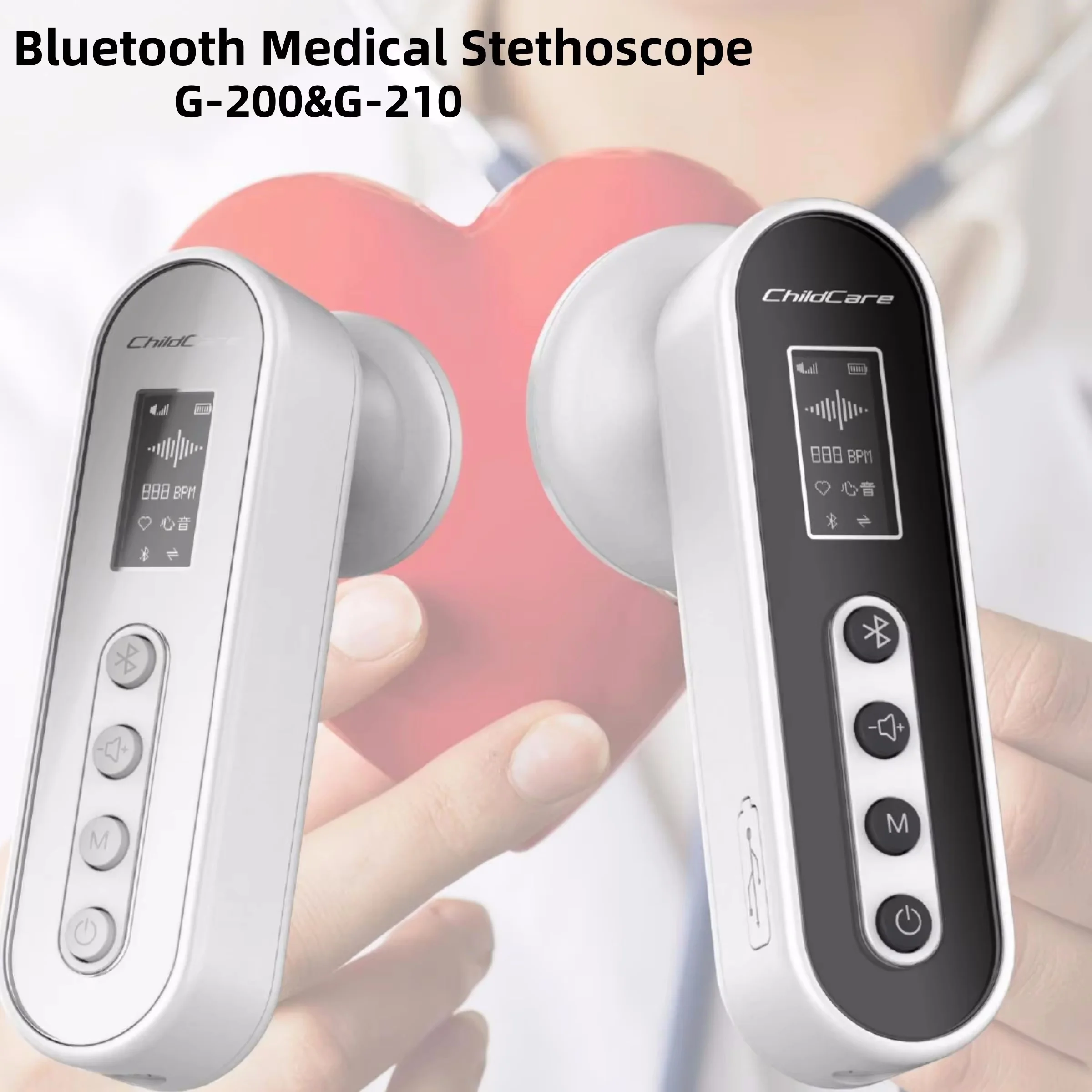 Medical Bluetooth Stethoscope Cardiopulmonary Recording Stethoscope 60 Times Amplify Sound Doctors Nurse Health Care