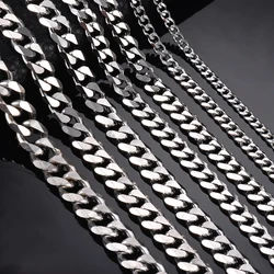 Men's Stainless Steel Cuban Link Chain Necklace, Adjustable 3.6mm-9mm - 65cm-26 inches (Width 7mm)