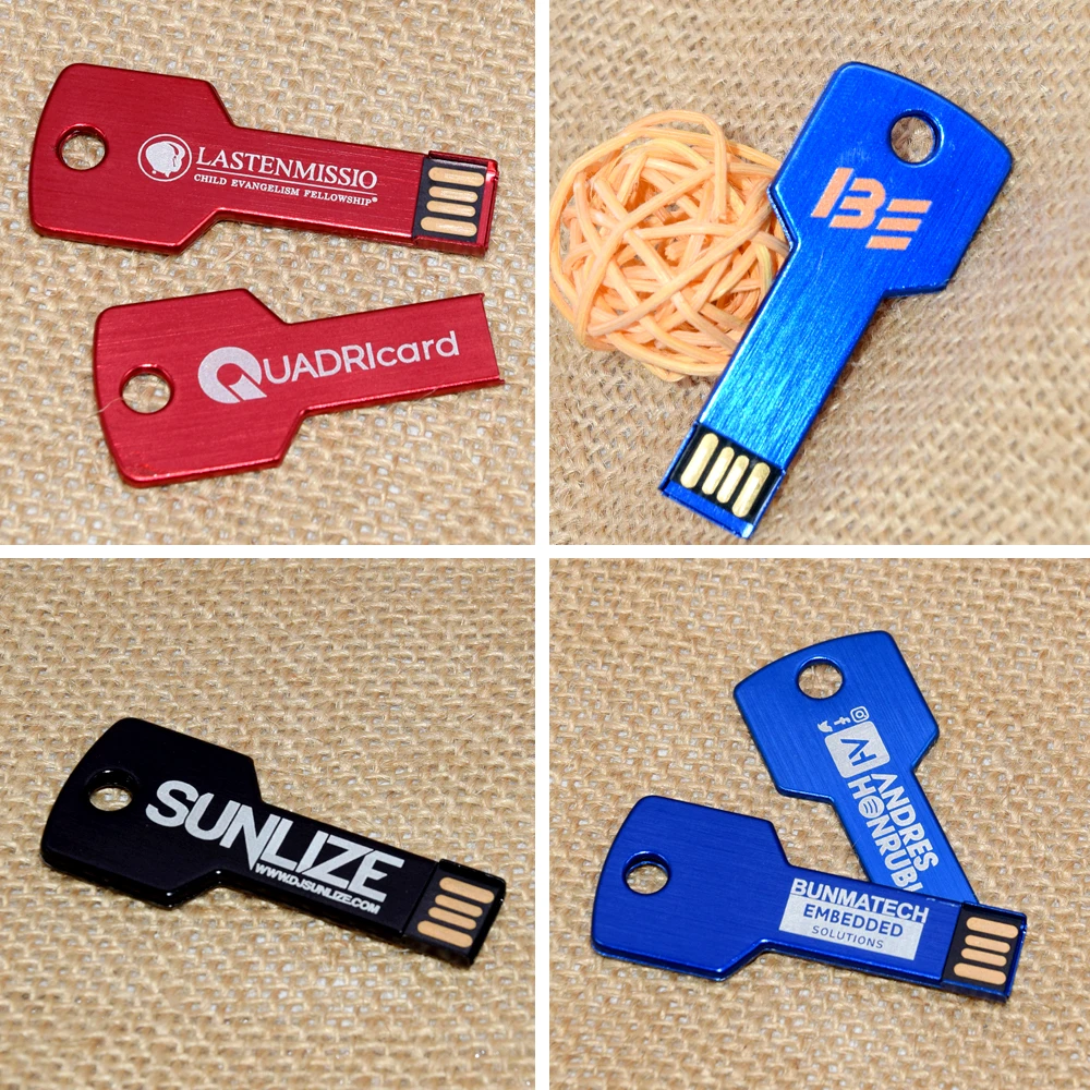 USB Flash Drive Custom logo USB Key shape Pendrive Metal Memory Stick 4GB 8GB 16GB 32GB 64GB