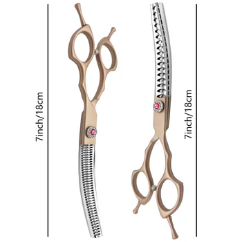 7 inch Dog Curved Chunkers Shears Curved Thinning scissors Stainless Steel Dog Grooming Scissors Special Designed For Pet 6
