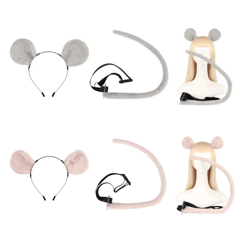 

Anime-Cosplay Props Ears and Tail Set Plush Furry Ears Hairhoop with Tail