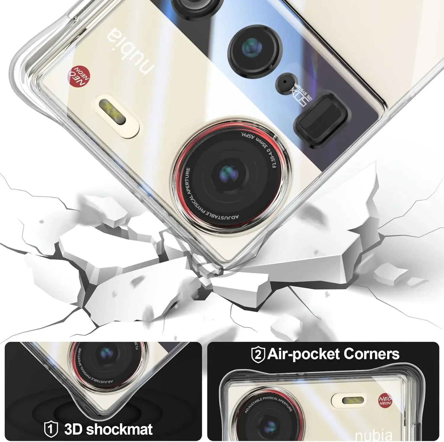 Clear Shockproof Ring Holder Case with Reinforced Corners and Soft TPU for Z70 Ultra