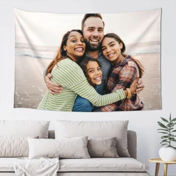 Tapisserie personnalisée avec image de votre taille, en Polyester imprimé, pour Bar, chambre à coucher, couverture, décoration de fond de salle 1