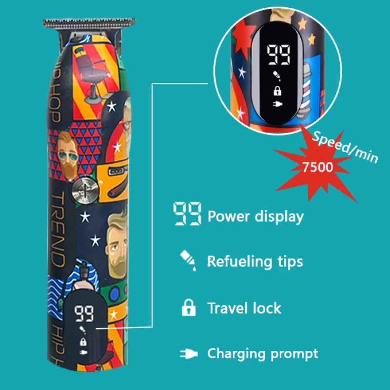 Professional Barber Hair Clipper Rechargeable Graffiti Electric Finish Cutting Machine Beard Trimmer Shaver Cordless Work BEST SELLERS