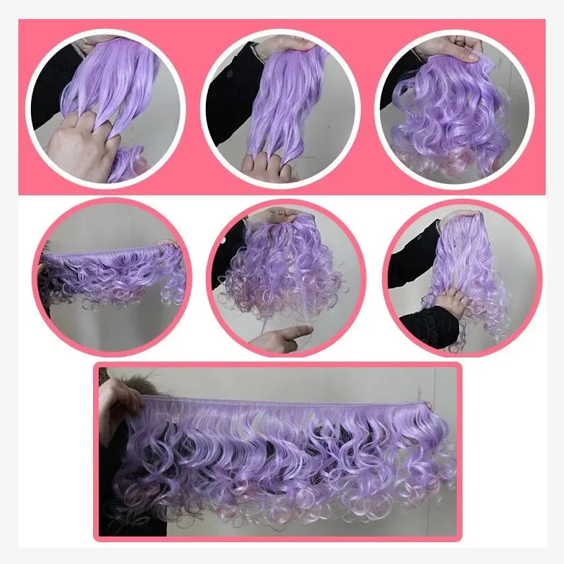 Toy Wigs Doll Wigs Doll Wig Headgear Factory Offer Handmade DIY Fabric Doll Hair 20 Cm High Temperature Deep Wave Hair for 1/3 1/4 1/6 BJD Doll Tree