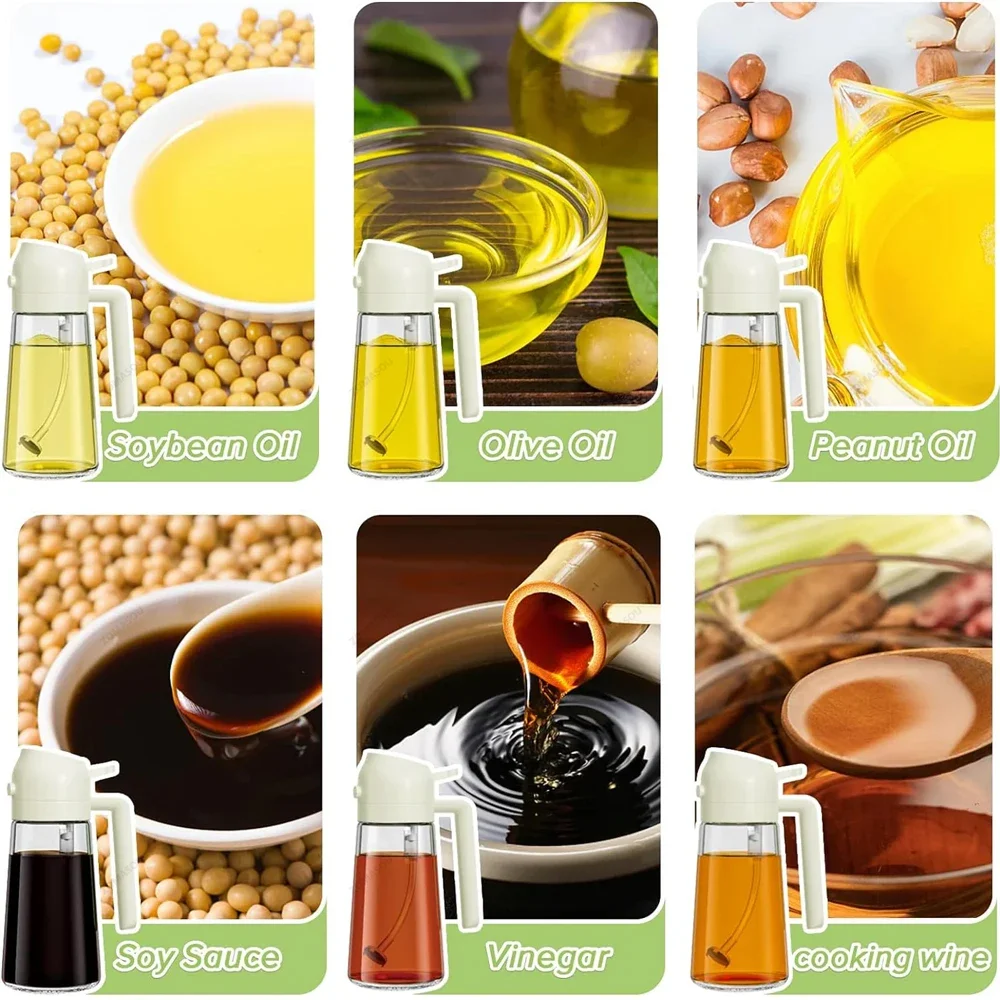 1-4Pcs 2in1 Oil Sprayer Bottle Plastic BBQ Cooking Oil Dispenser Olive Oil Pourers Sprayer Kitchen Baking Mister Vinegar Bottle 5