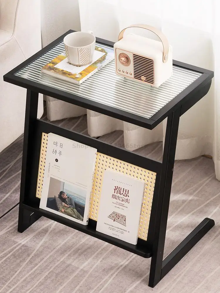Side Table Small Coffee Table Bedside Sofa Side Cabinet Changhong Glass Square Tea Mini Corner
