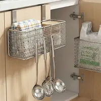 Panier suspendu de cuisine en acier au carbone, organisateur d'assaisonnements mural sans perçage, organisateur de placard suspendu pour cuisine, gain de place 5