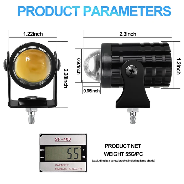 12V 24V Led Working Light Motorcycle Spotlight Hi/Lo Beam Driving