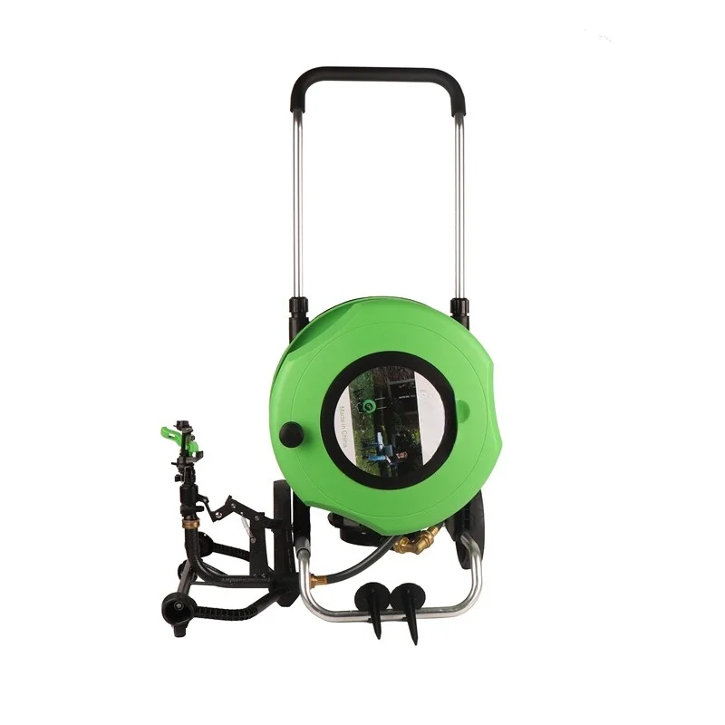 Bewässerung 2. Generation 20m Farm Sprinkler Automatischer Gartenschlauchrollenschlauchwagen aus Stahl und Metall