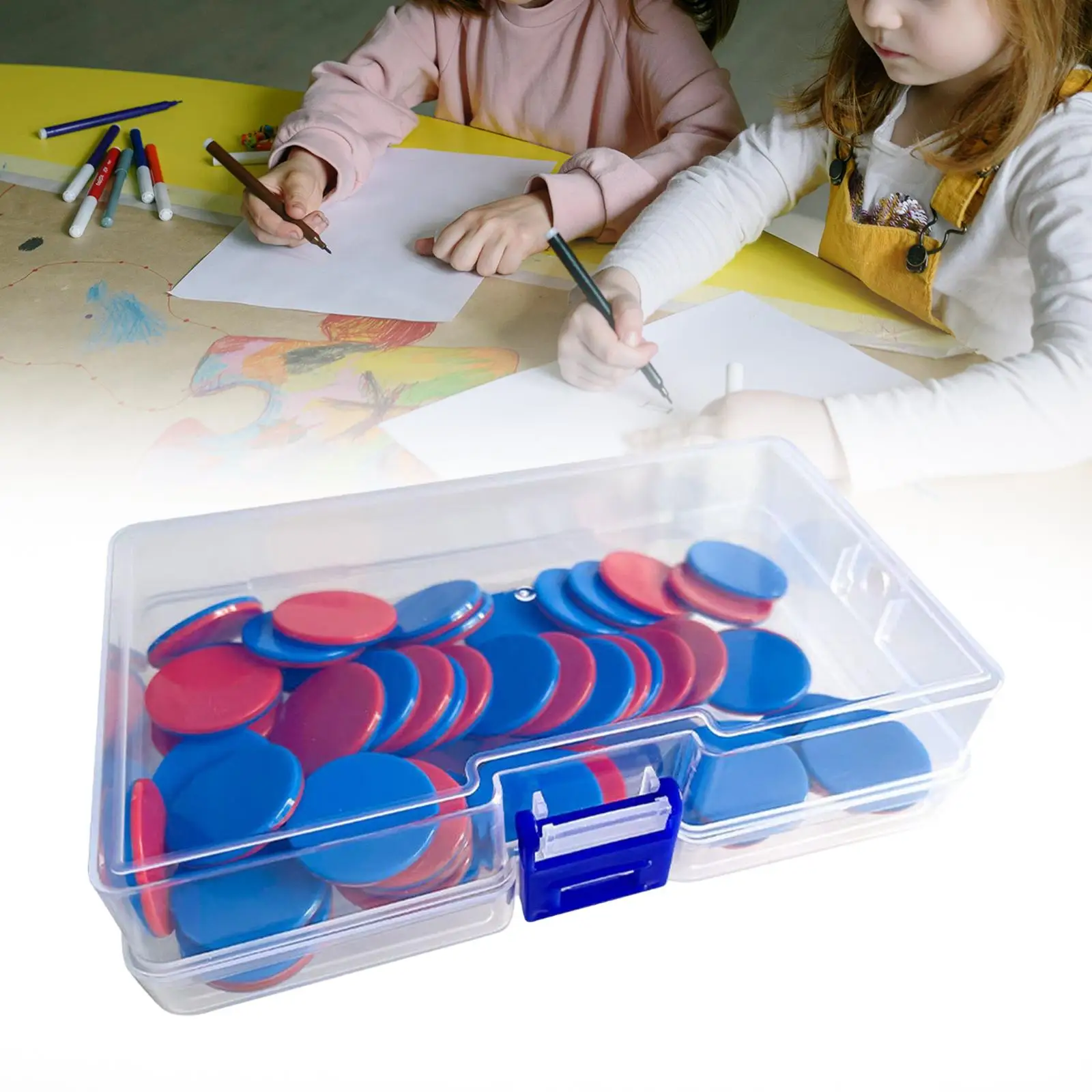 Two Color Round Chips 50Pcs Math Manipulatives Math Discs Markers With Storage Box Learning Counters For Game Tokens
