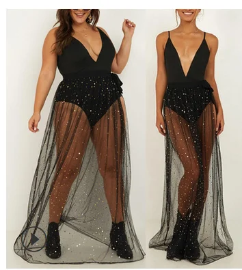 Beach Dress Women's Mesh Transparent Summer Dress Sleeveless Beach Dresses Bikini Cover Up Lightweight Beach Poncho Holiday Beachwear