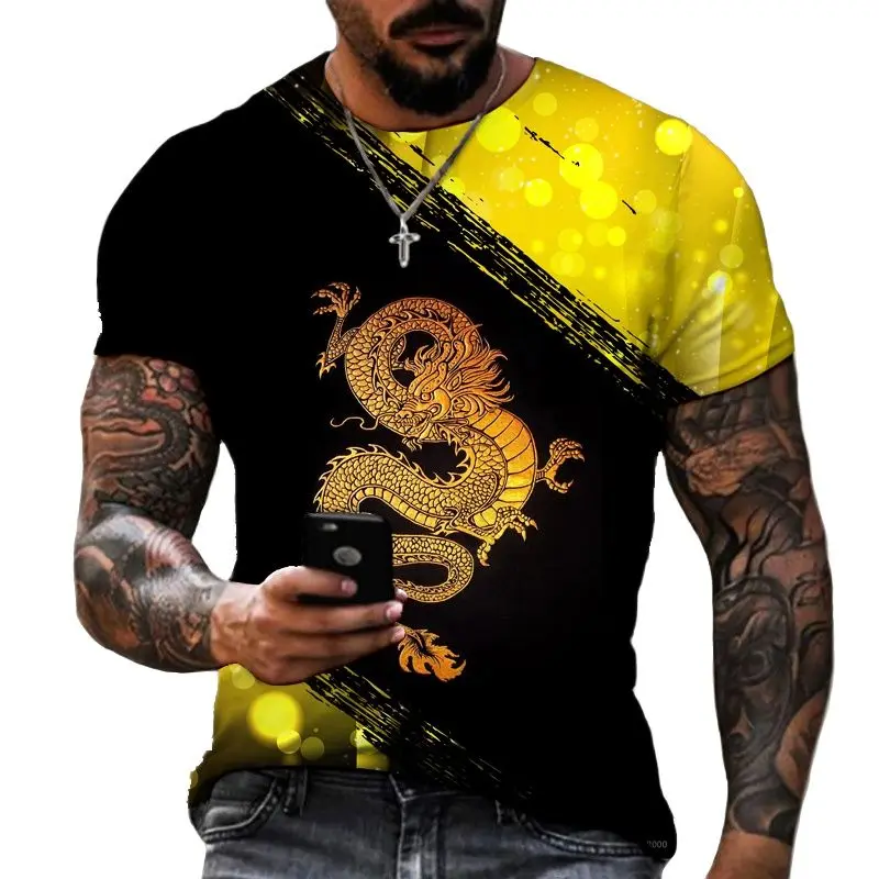 

Summer Animal Dragon 3D Printing Men's T-Shirt Fashion Casual Round Neck Short Sleeve Oversized Loose Top T-Shirt
