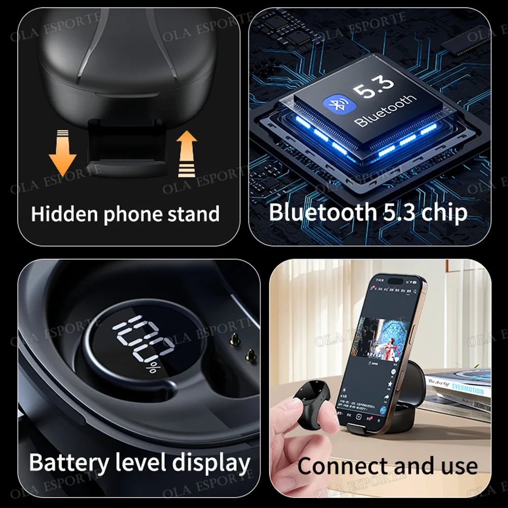 Wireless Bluetooth Mobile Selfie Mice Video Automatic Page Turner Browsing Smart Ring Touch Roller Fingertip Ring Remote Control 2