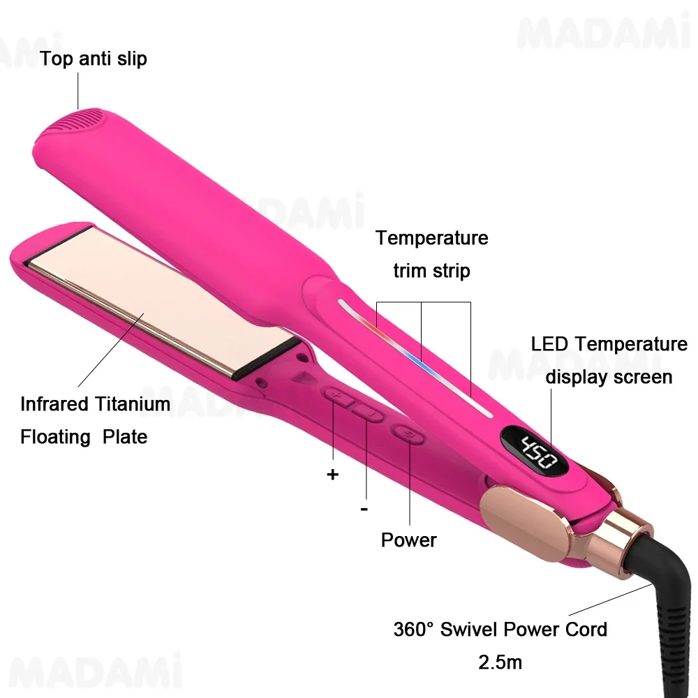 Infrared Hair Straightener Curler Titanium Plate Fast Heating Flat Iron 230℃ / 450°F Professional Salon Styling Tool 110V-240V 4