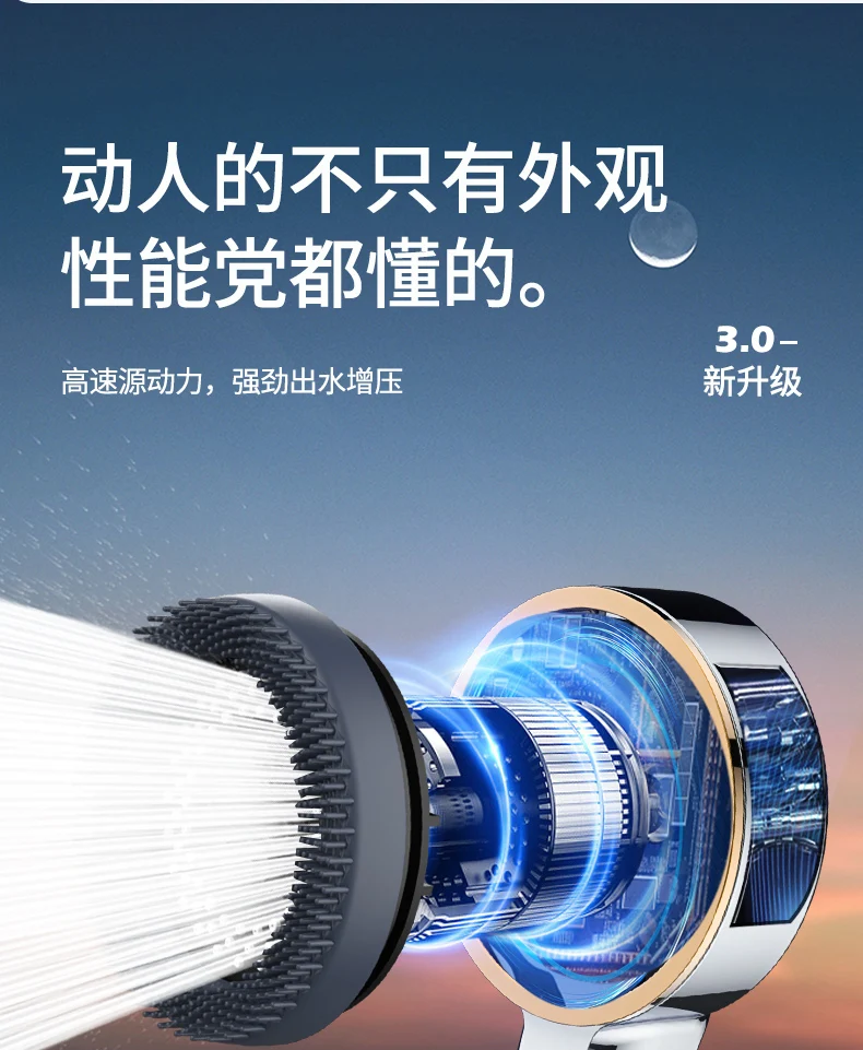 High-Pressure Water-Saving Adjustable Shower Head with Built-In Filter and Massage Sprayer