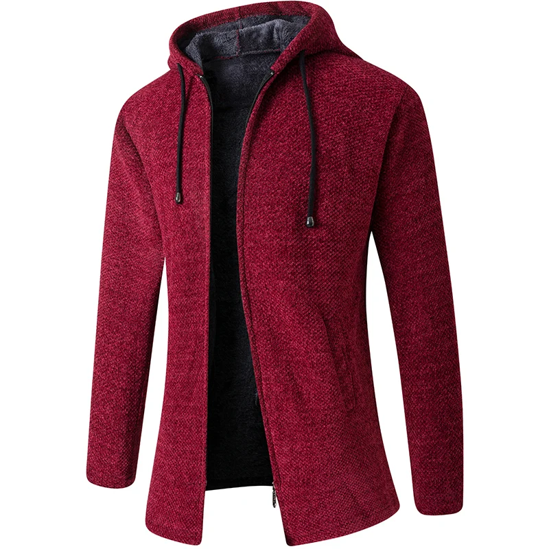 Plus cashmere cardigan coat sweater male Korean version of the trend in autumn and winter long sweater trench coat 3