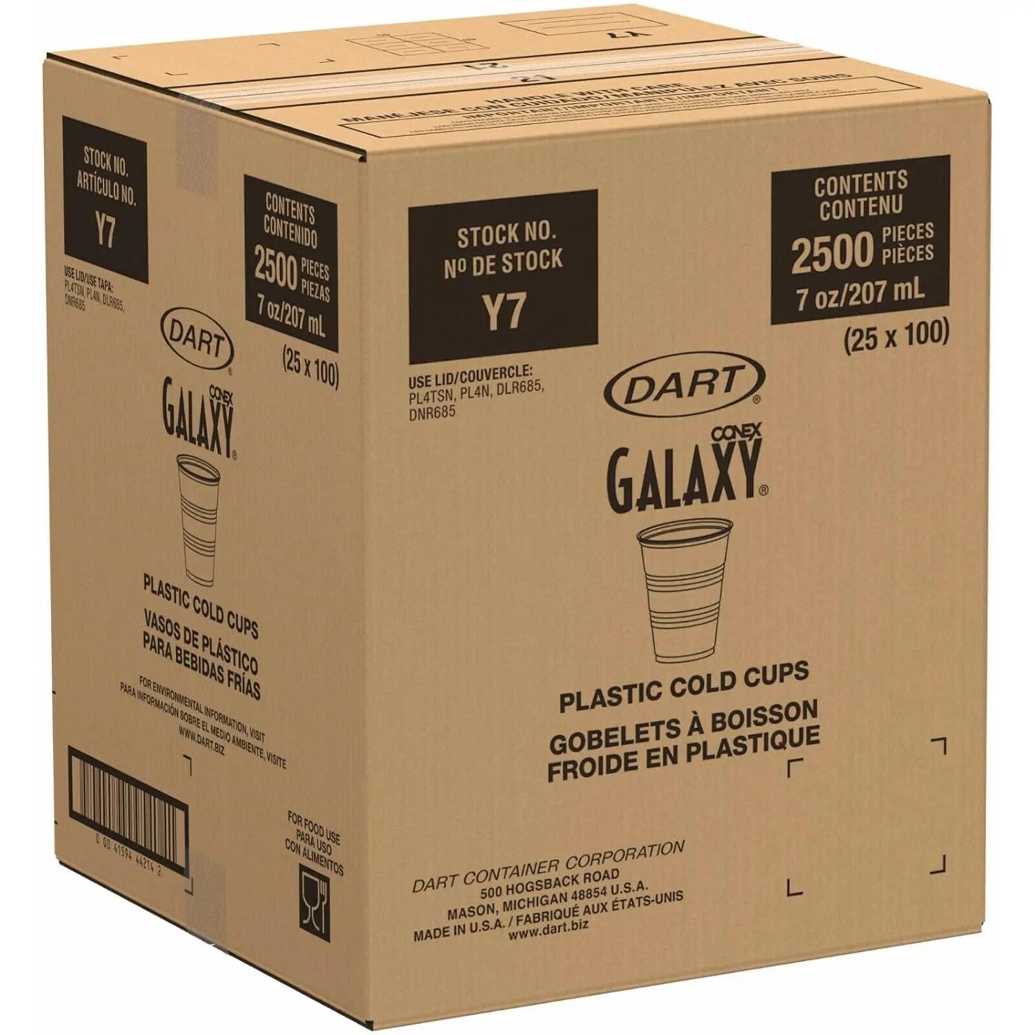 Dart Y7 Conex Galaxy 7 oz. Translucent Plastic Cold Cup-2500/Case