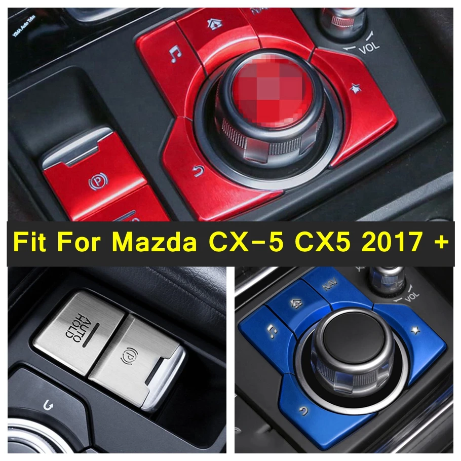 

Electronic Handbrake Gear Shift / Multi-media Buttons Panel Cover Trim For Mazda CX-5 CX5 2017 - 2023 Metal Interior Accessories