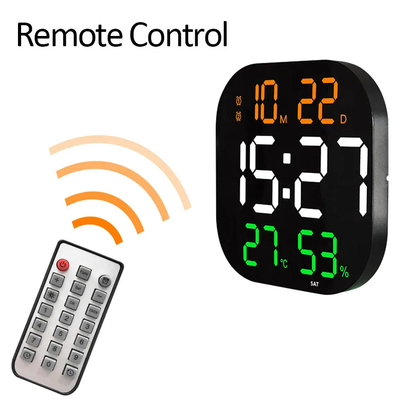 Orologio da parete digitale a LED con telecomando, temperatura e data