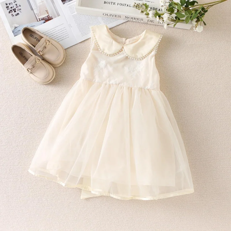 

2024Summer Girls Western Style Fashion Bow Love Princess Dress Children Puffy Tulle Skirt-WSNY