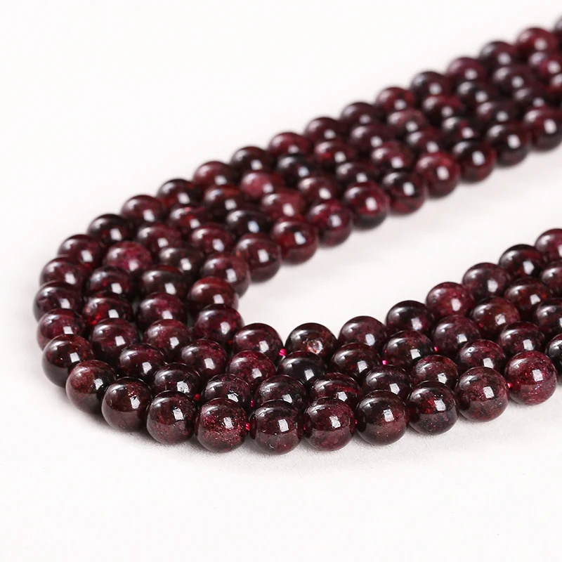 1A Natural Stone Dark Red Garnet Bead Round Loose Spacer 4 6 8 10mm Pick Size For Jewelry Making Diy Necklace Bracelet Accessory
