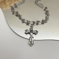 Vintage Punk Style Y2k Men and Women Twisted Cross Pendant Necklace Gothic Irregular Pattern Personality Trend Jewelry - Image 2