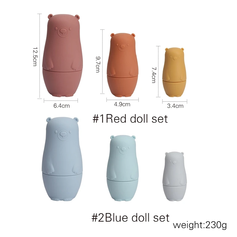 Silicone Nesting Dolls Baby Stacking Toys Russian Matryoshka 0 12 Months Baby Intellectual Doll Toys Educational Montessori Toy