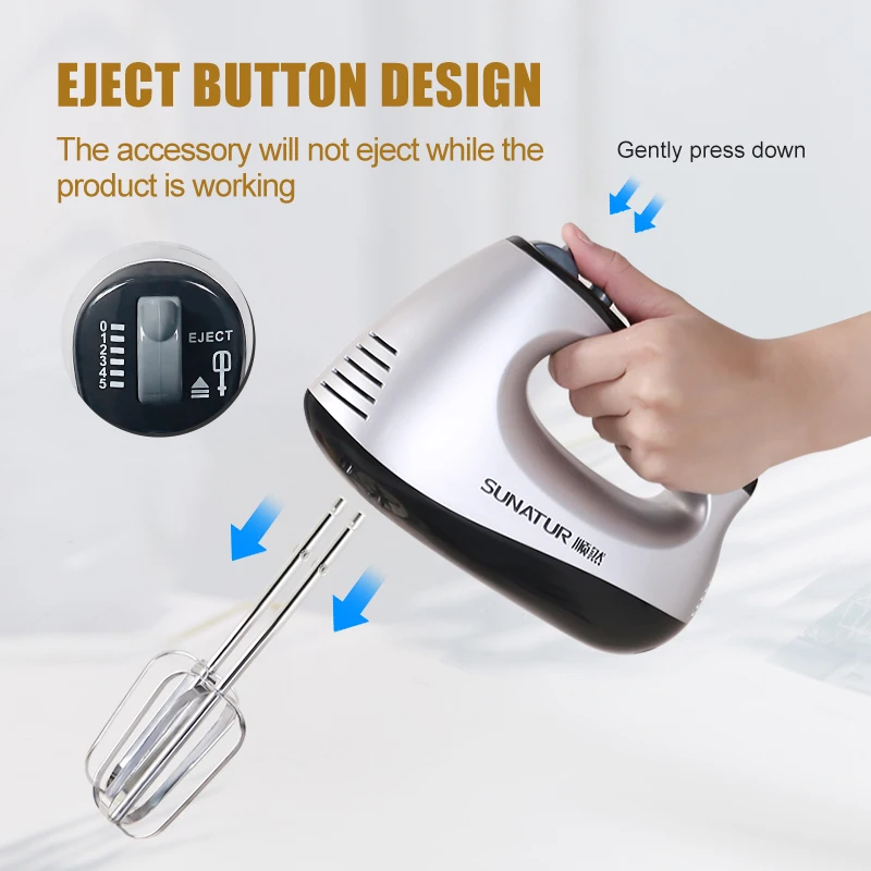 SUNATUR Hand Mixer 110-240V Blender 300W Electric Food Processor 3 in 1 Mixer Kitchen Appliances Machine Mixer for Baking 3
