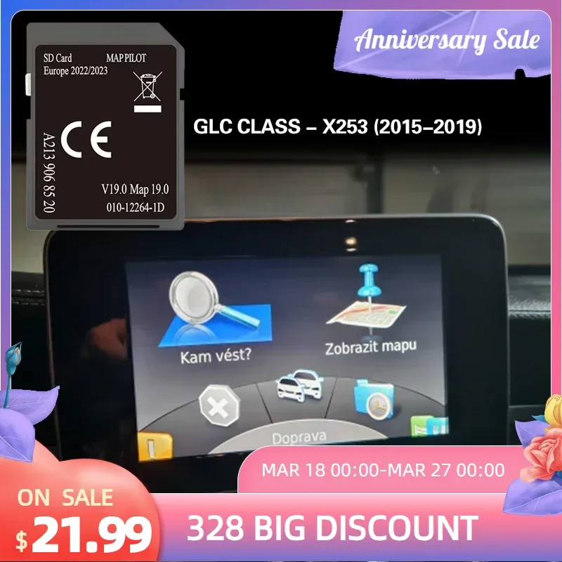 

A213 V19 For GLC CLASS - X253 2015-2019 32GB 2022 2023 New Update Navigation SD Map Nav Card