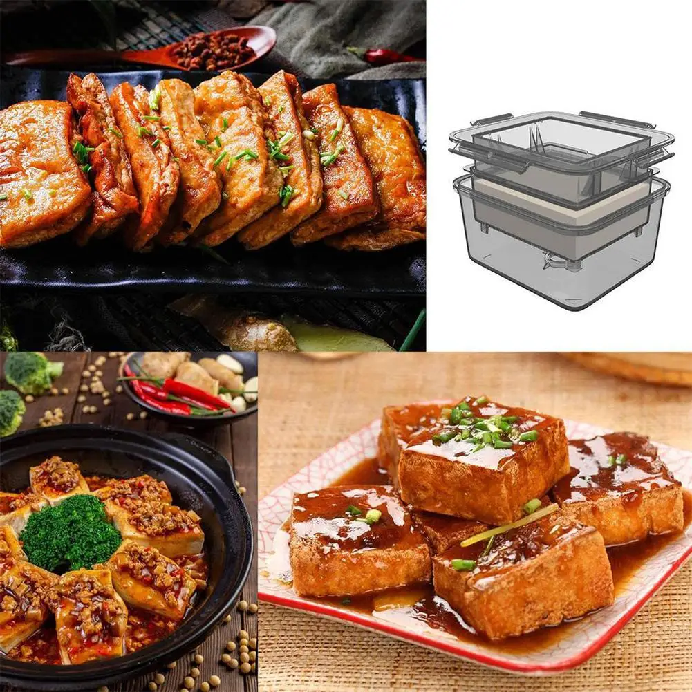 Tofu Press Presser Safe Mould Built-in Water Removal Drainer Kitchen Gadget Soybean Curd Presser 3-Layer Tofu Press Making Mold