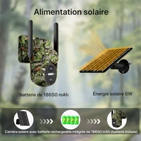 Caméra de surveillance extérieure 4G SIM à énergie solaire avec détection PIR, camouflage, vision nocturne HD et application Ucon 4