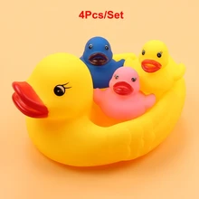 

4Pcs/Set Bathroom Rubber Float Yellow Female Baby Duck Sea Lion Bathing Playing Water Squeeze Sounding Duck Newborn Toys