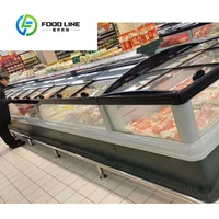 Supermarché horizontal commercial porte supérieure en verre coffre aliments surgelés grande île profonde affichage crème glacée réfrigérateur réfrigérateur congélateur 3