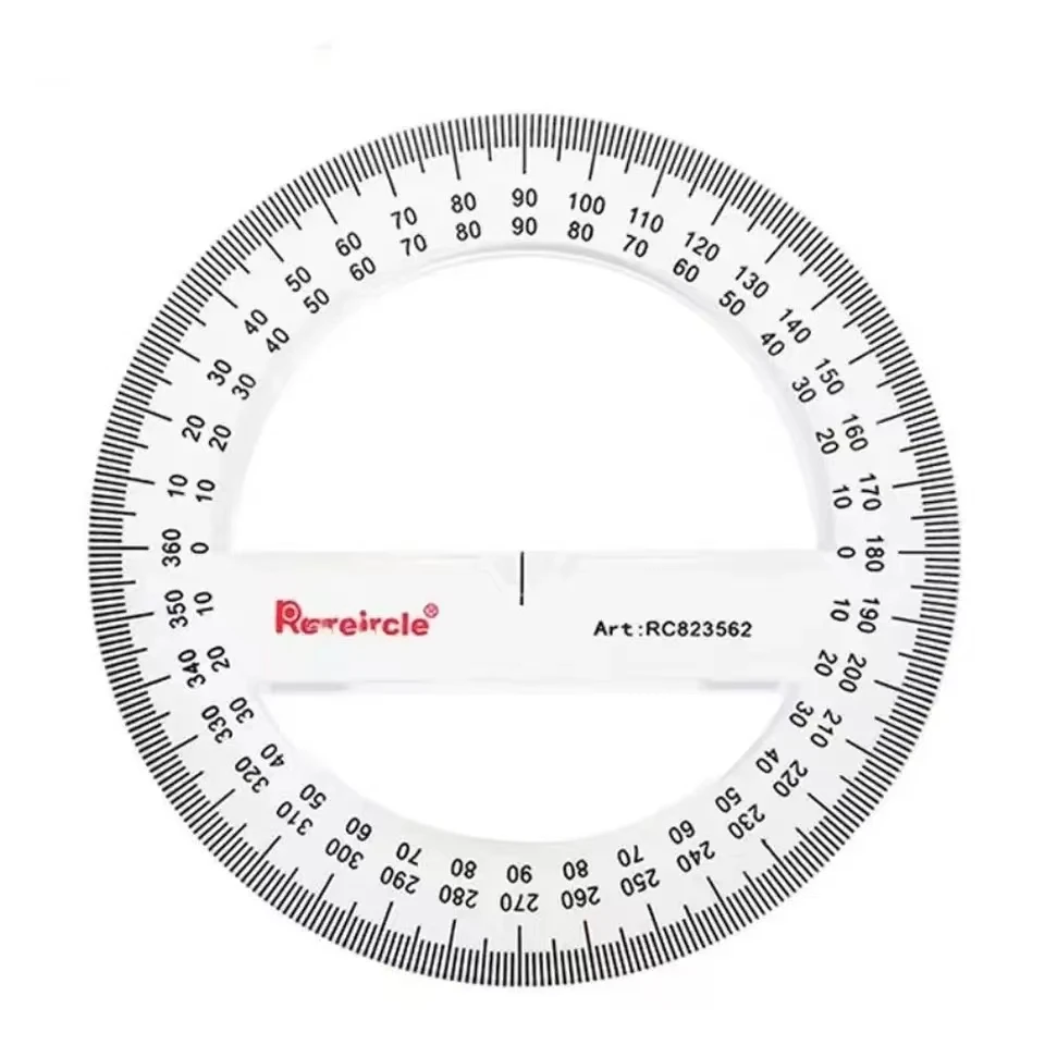 플라스틱 수학 각도기, 180 도, 360 도, 2PSC
